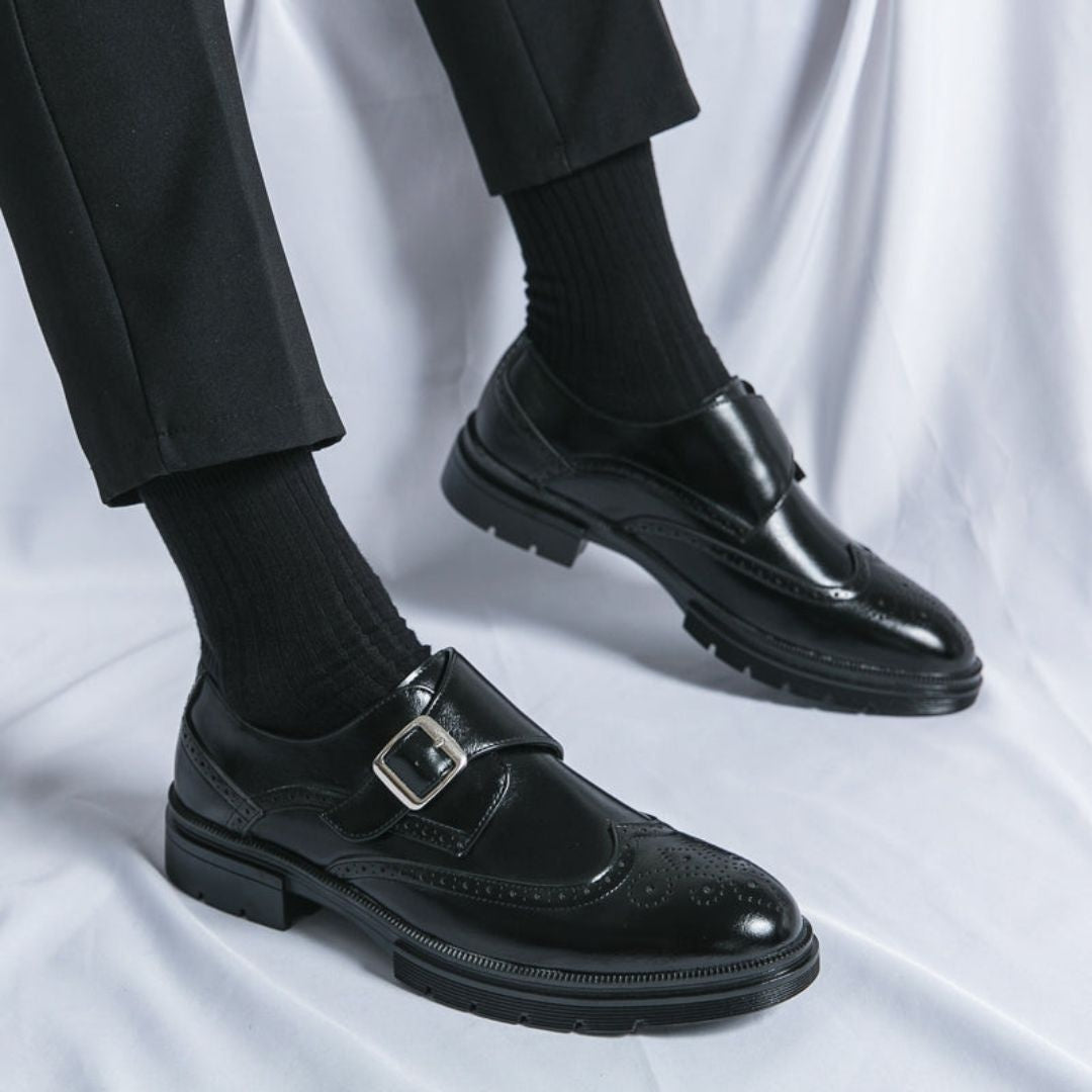 Gonzalo | Zapatos de Vestir Monk Strap Brogue Hombre Cuero Hebilla