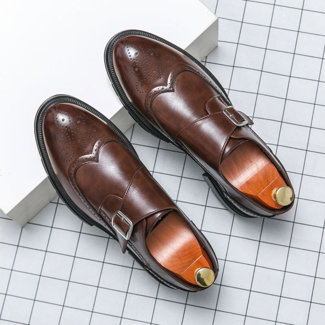 Gonzalo | Zapatos de Vestir Monk Strap Brogue Hombre Cuero Hebilla