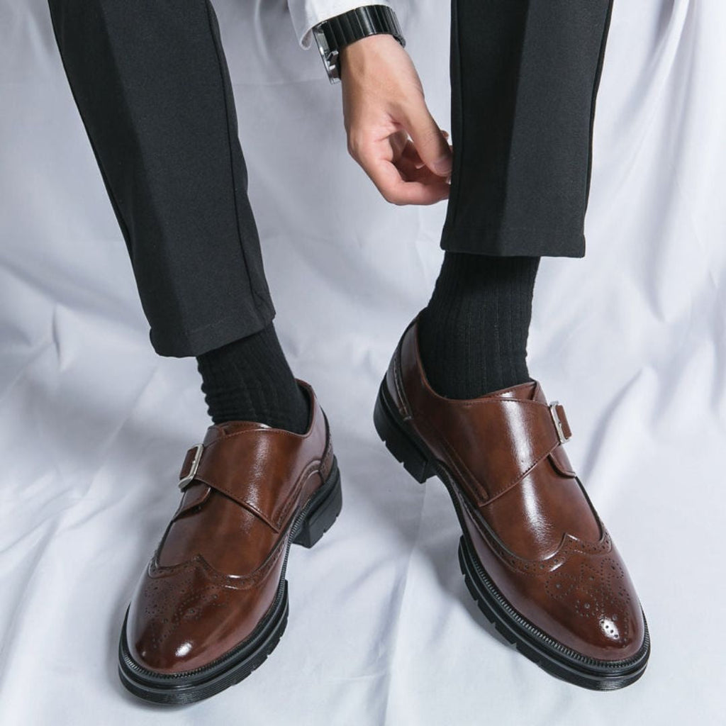 Gonzalo | Zapatos de Vestir Monk Strap Brogue Hombre Cuero Hebilla
