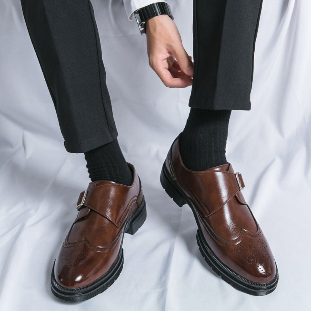 Gonzalo | Zapatos de Vestir Monk Strap Brogue Hombre Cuero Hebilla