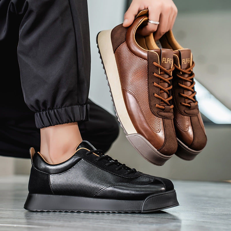 Guillermo | Tenis Hombre de Cuero Casual Cordones Suela Plana