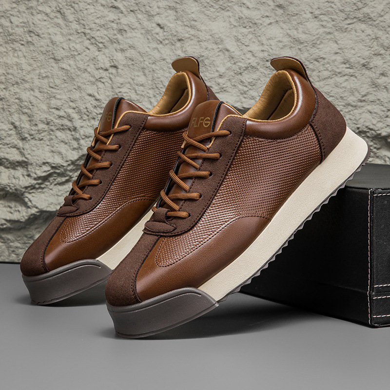 Guillermo | Tenis Hombre de Cuero Casual Cordones Suela Plana