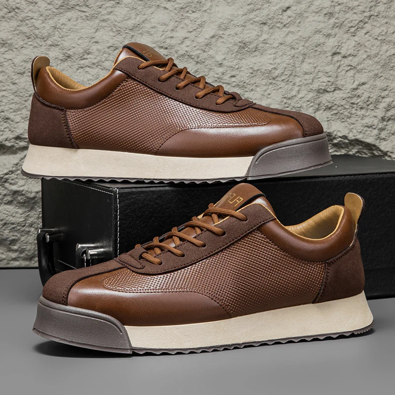Guillermo | Tenis Hombre de Cuero Casual Cordones Suela Plana