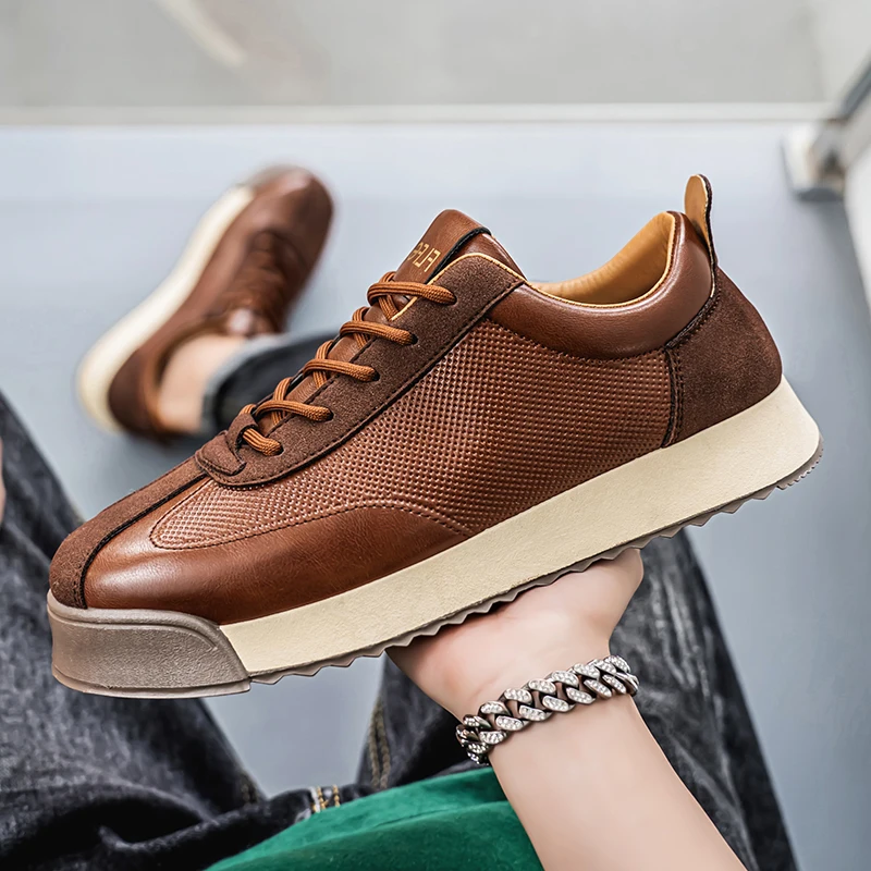Guillermo | Tenis Hombre de Cuero Casual Cordones Suela Plana