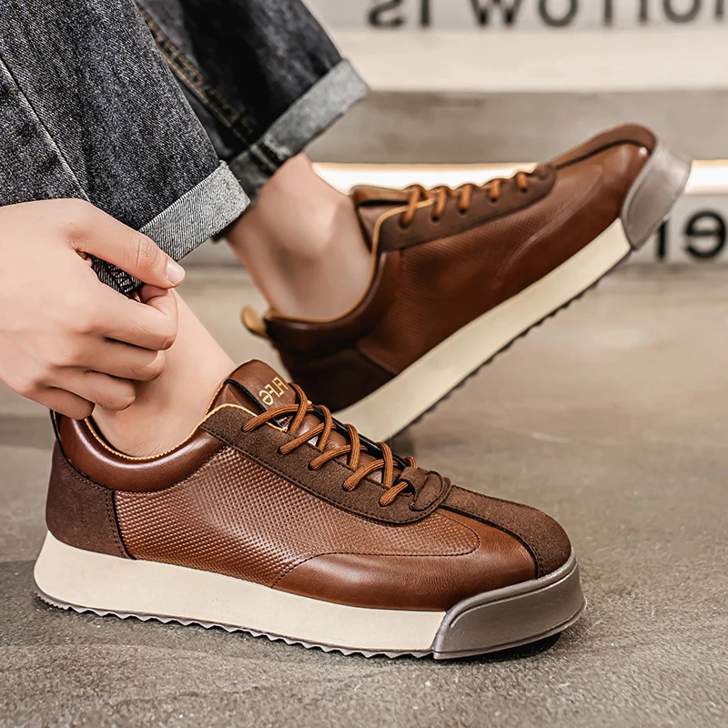 Guillermo | Tenis Hombre de Cuero Casual Cordones Suela Plana