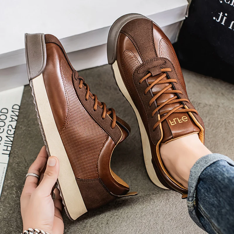 Guillermo | Tenis Hombre de Cuero Casual Cordones Suela Plana