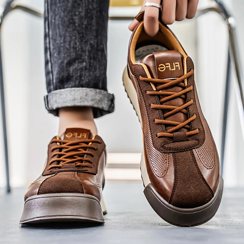 Guillermo | Tenis Hombre de Cuero Casual Cordones Suela Plana