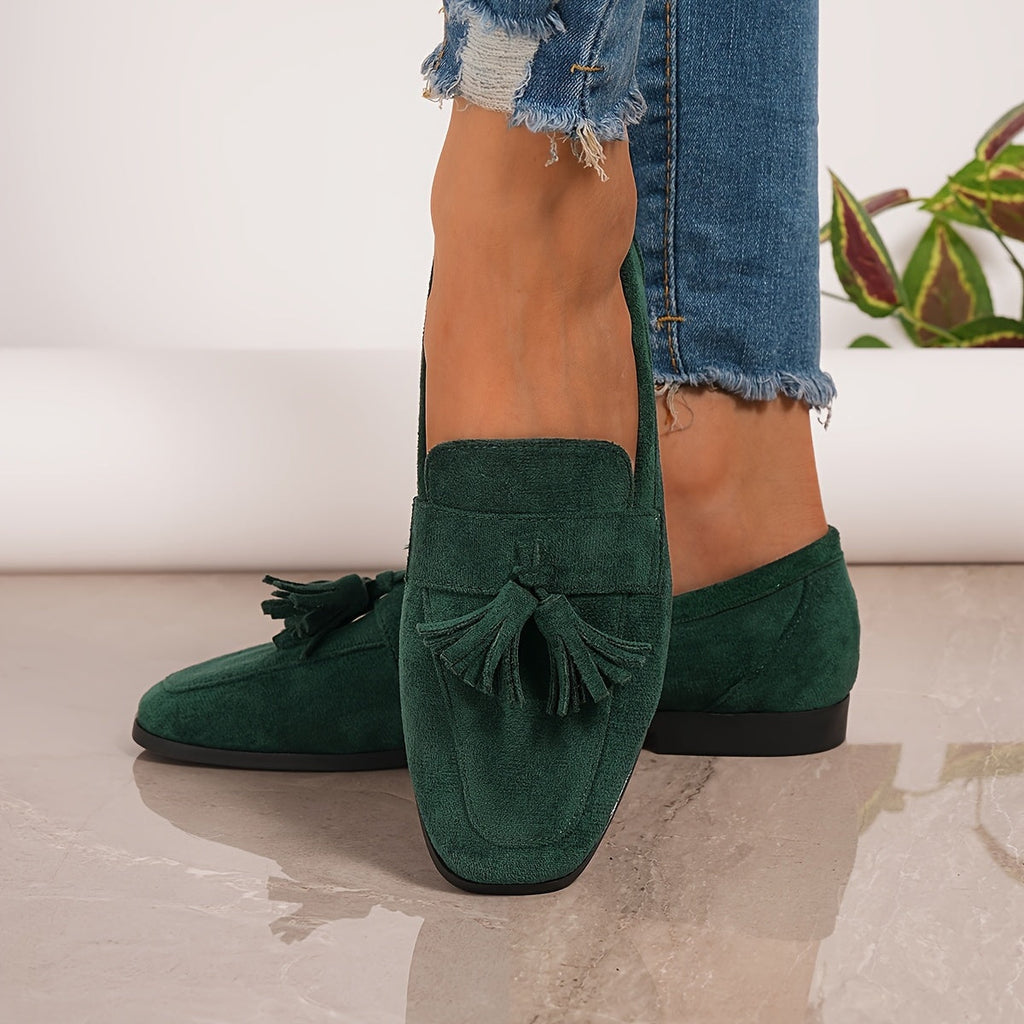 Inés | Mocasines de Gamuza con Borlas Mujer Planos