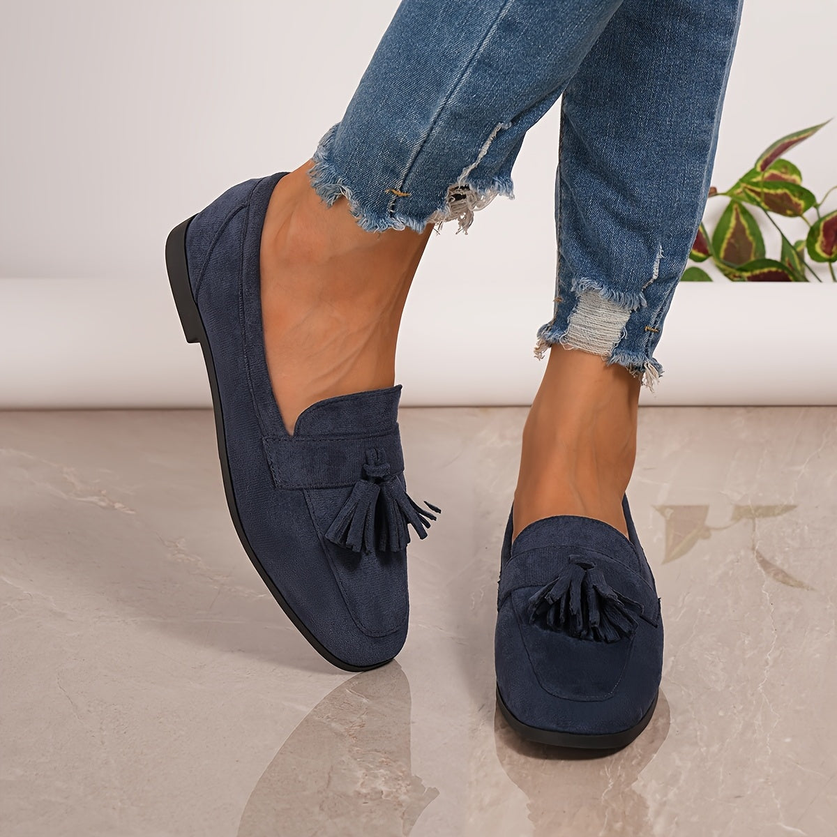 Inés | Mocasines de Gamuza con Borlas Mujer Planos