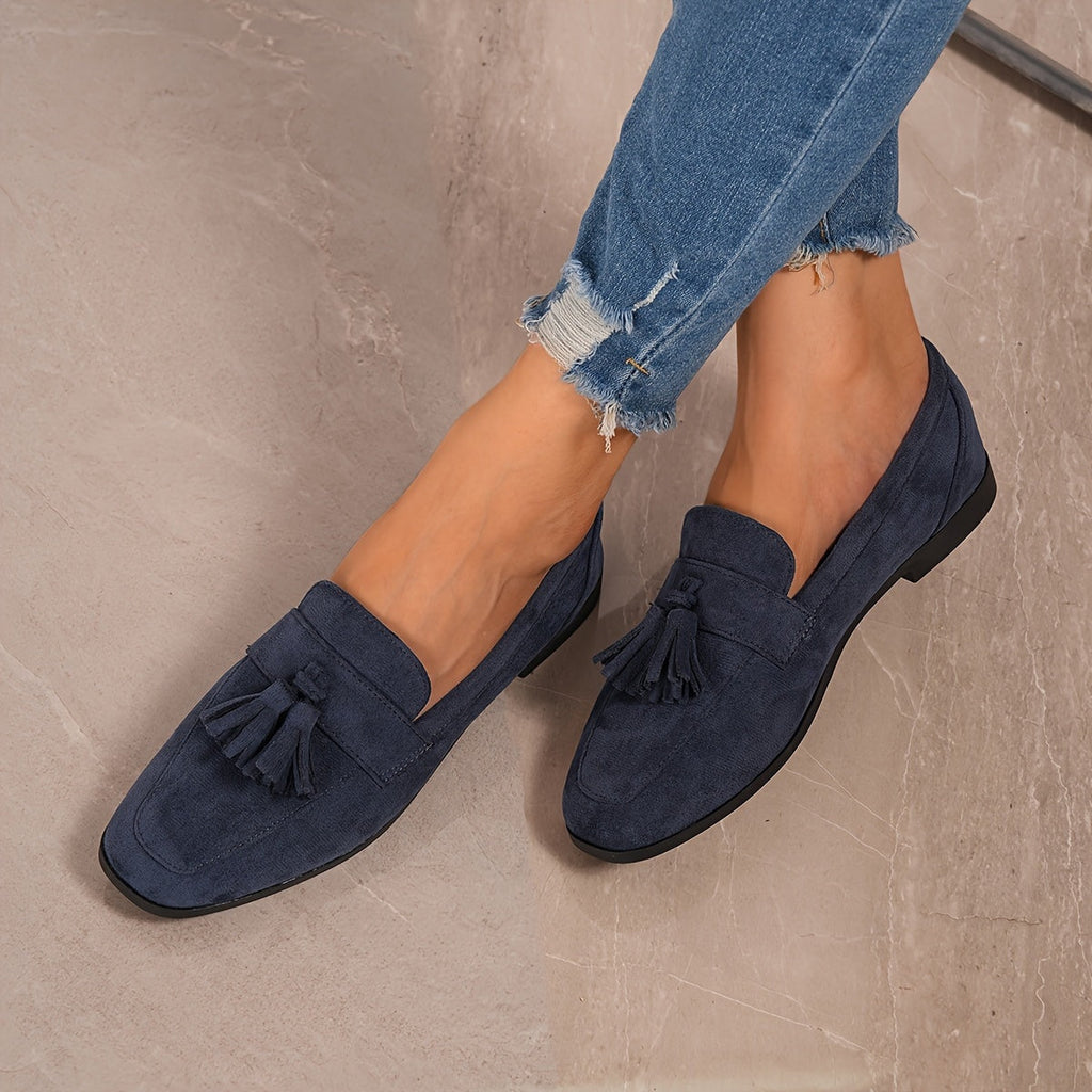 Inés | Mocasines de Gamuza con Borlas Mujer Planos