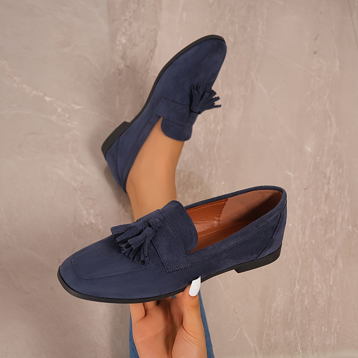 Inés | Mocasines de Gamuza con Borlas Mujer Planos