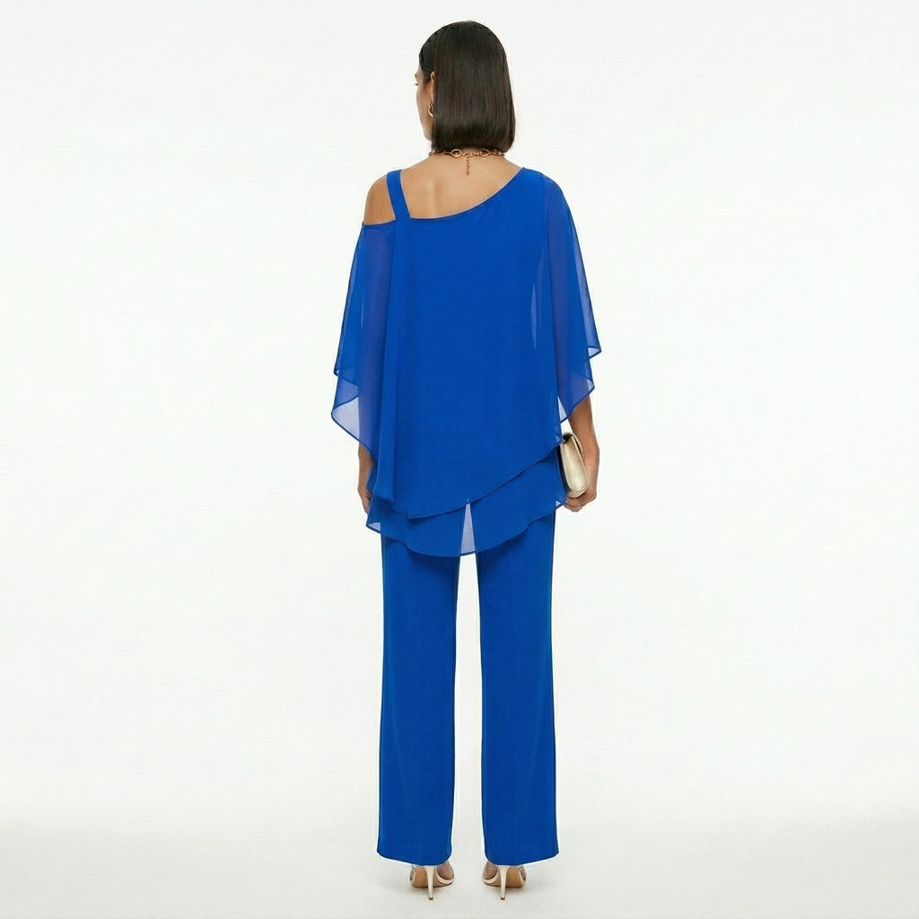 Isabella | Conjunto Elegante de Gasa Mujer Escote Asimétrico