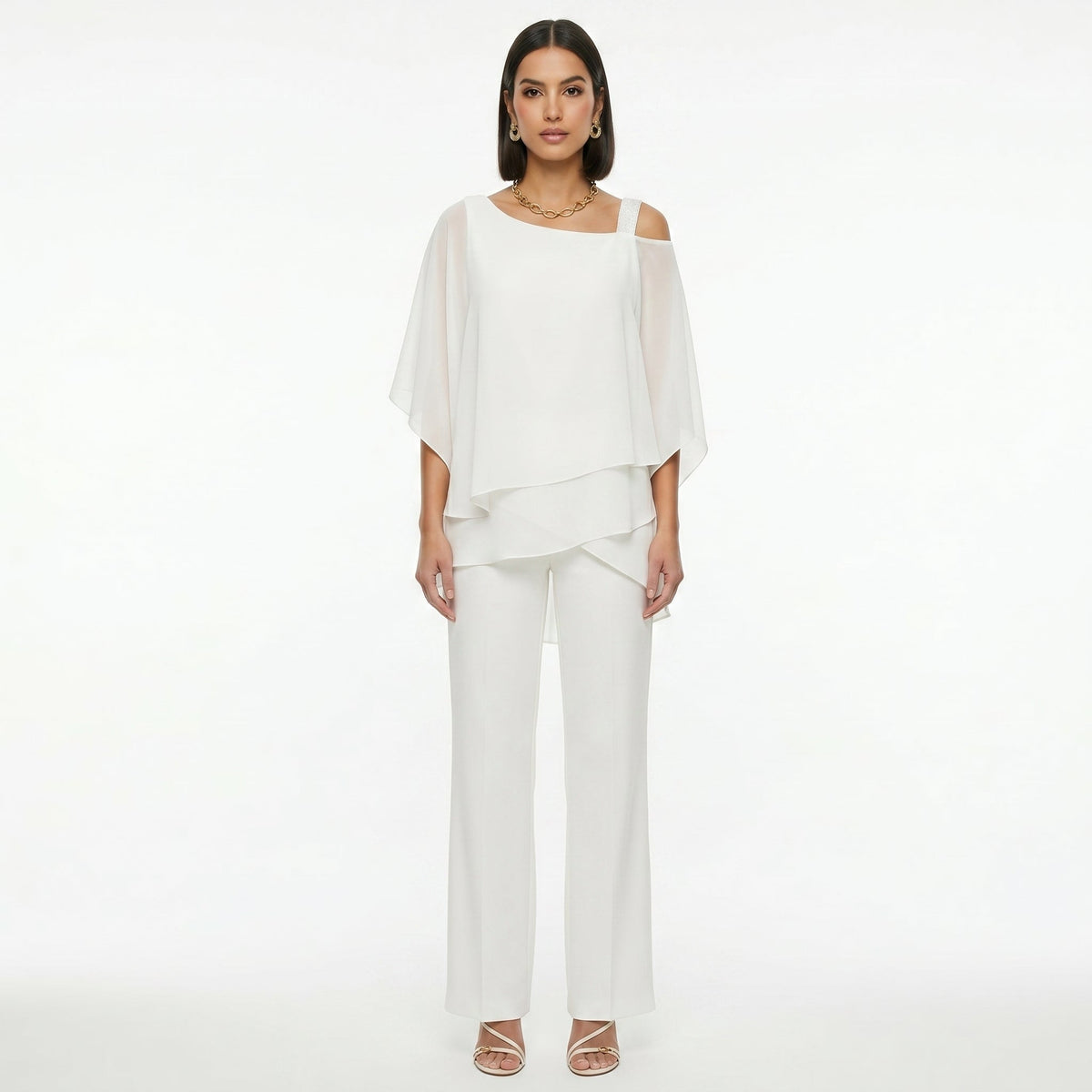 Isabella | Conjunto Elegante de Gasa Mujer Escote Asimétrico