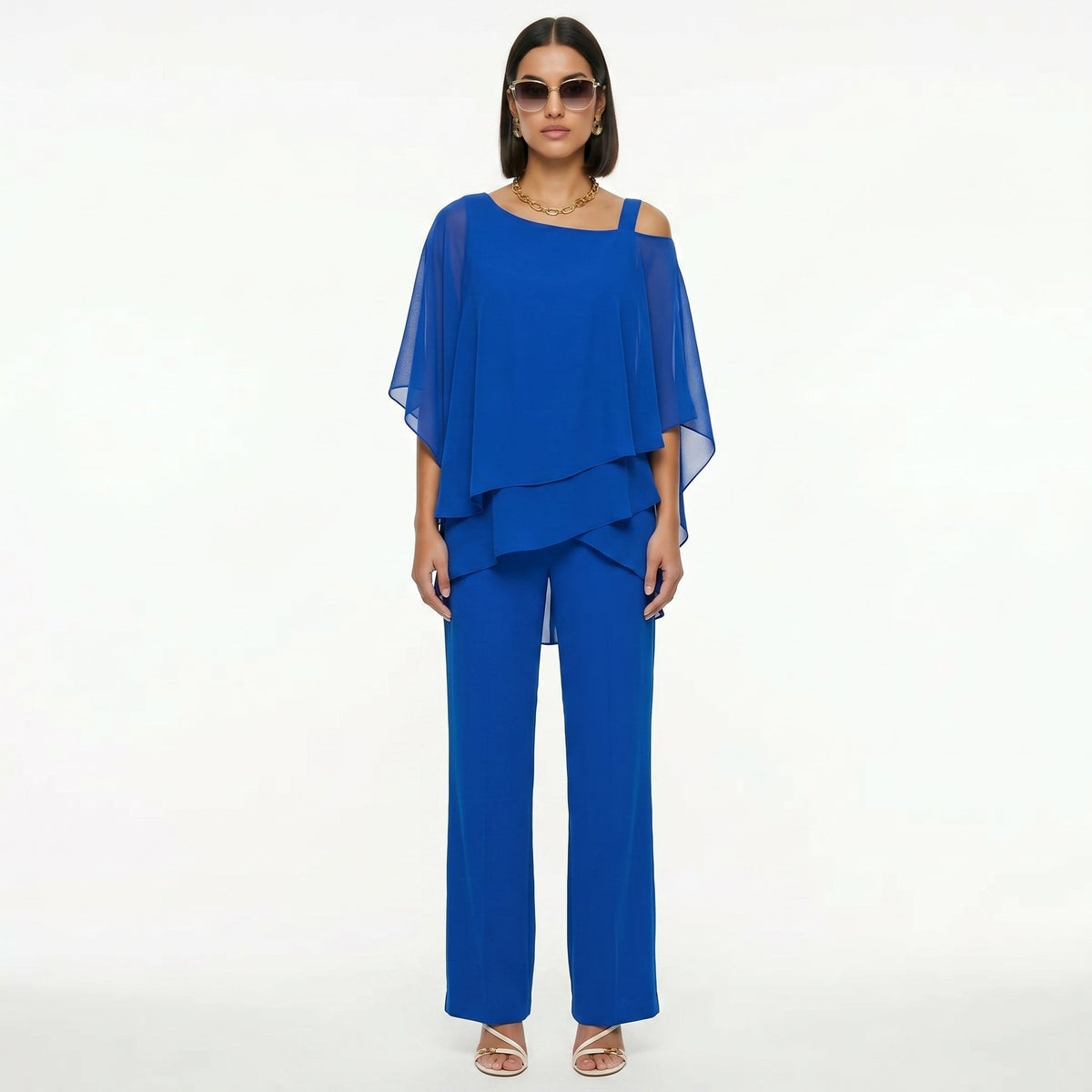 Isabella | Conjunto Elegante de Gasa Mujer Escote Asimétrico