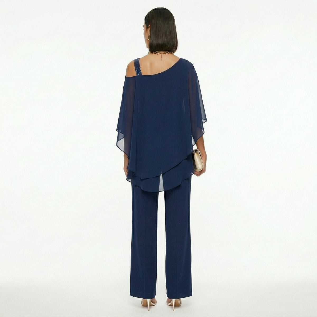 Isabella | Conjunto Elegante de Gasa Mujer Escote Asimétrico