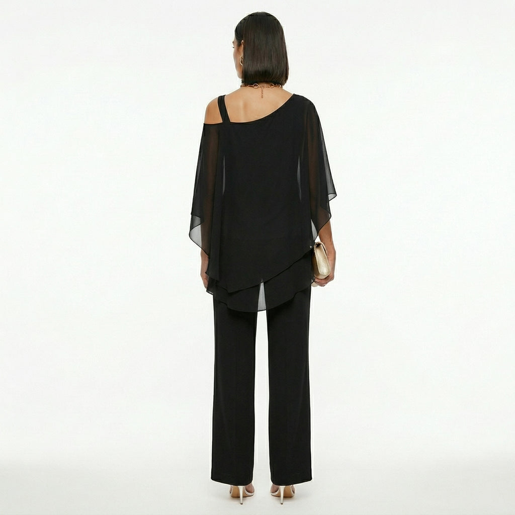 Isabella | Conjunto Elegante de Gasa Mujer Escote Asimétrico