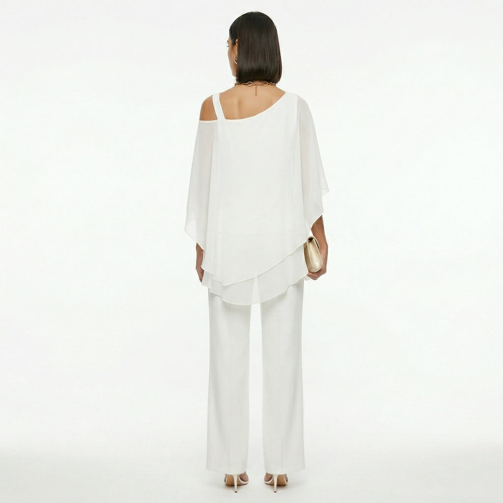 Isabella | Conjunto Elegante de Gasa Mujer Escote Asimétrico