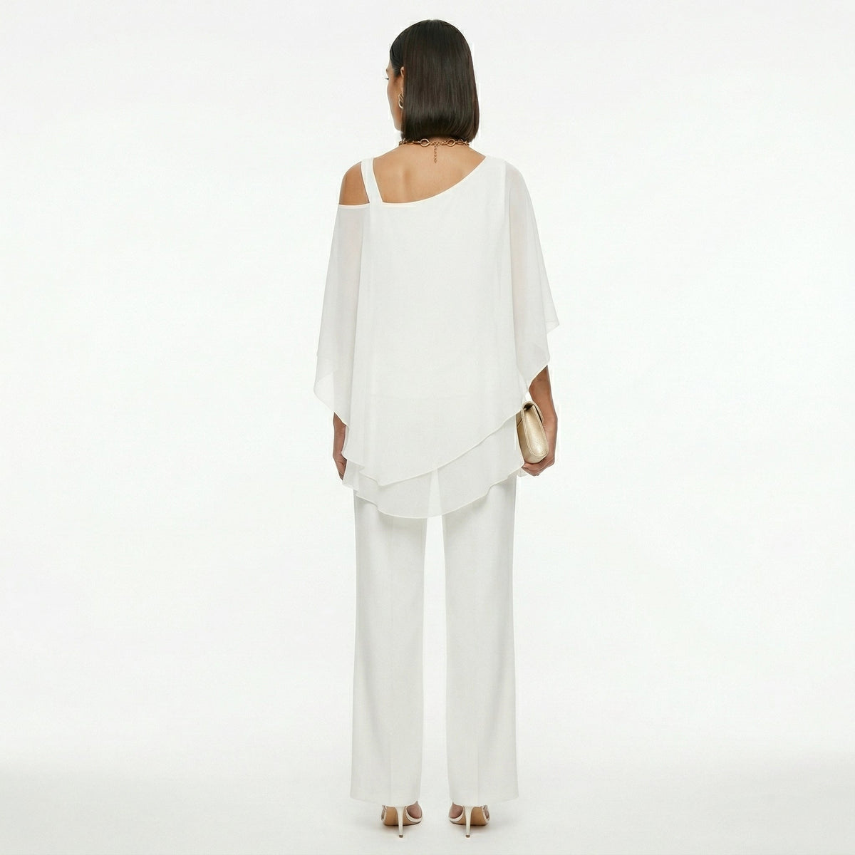 Isabella | Conjunto Elegante de Gasa Mujer Escote Asimétrico