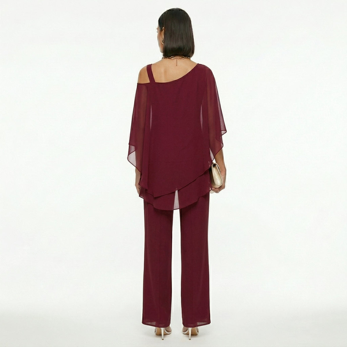 Isabella | Conjunto Elegante de Gasa Mujer Escote Asimétrico