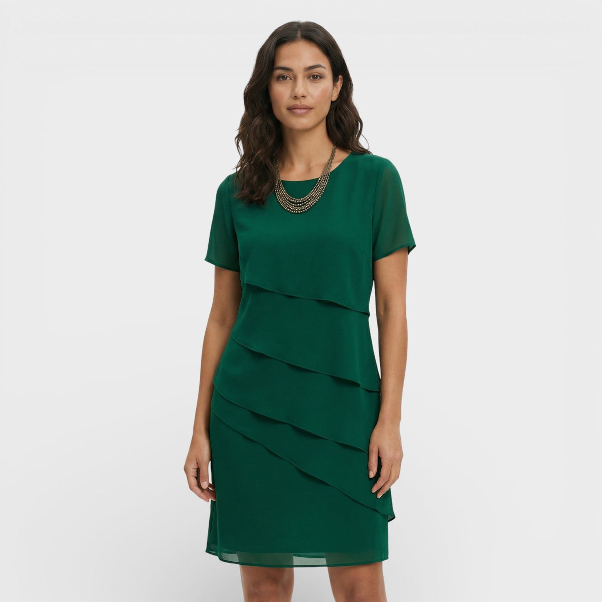 Isabella | Vestido Midi con Volantes Mujer Manga Corta