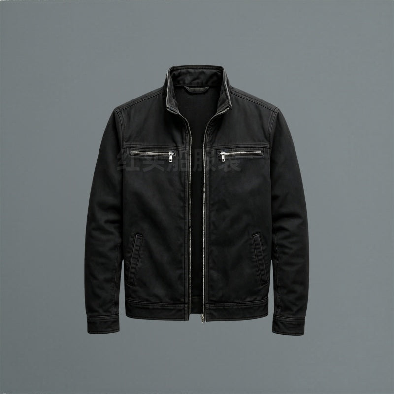 Iván | Chaqueta Militar de Algodón Hombre Cuello Alzado Multibolsillos