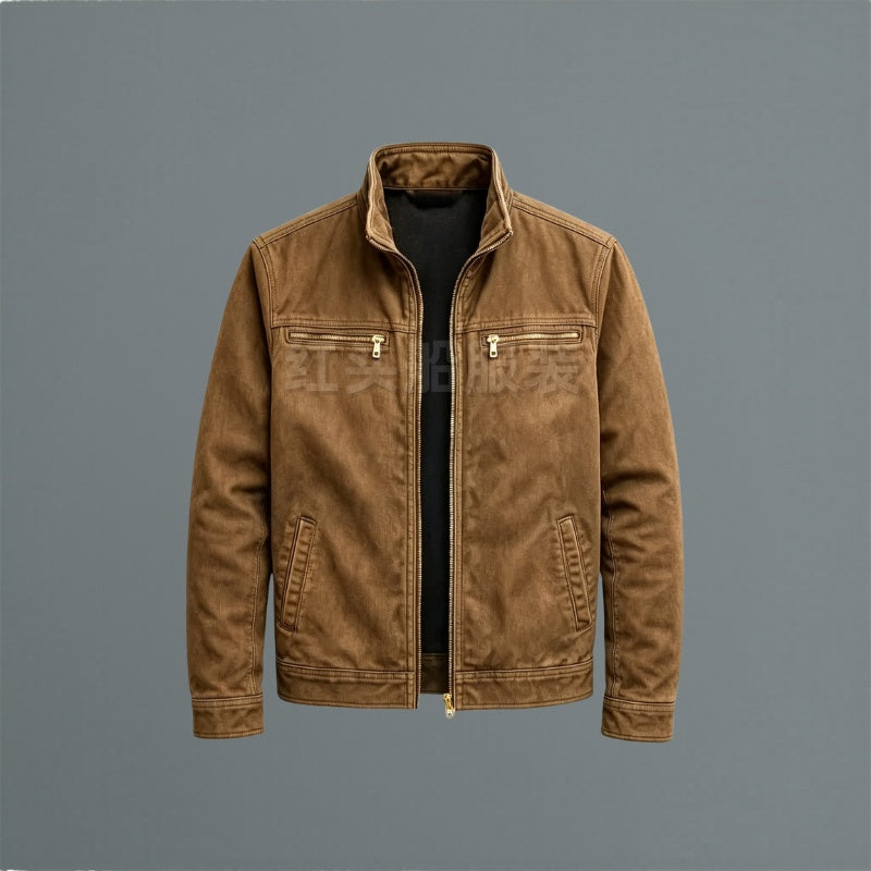 Iván | Chaqueta Militar de Algodón Hombre Cuello Alzado Multibolsillos