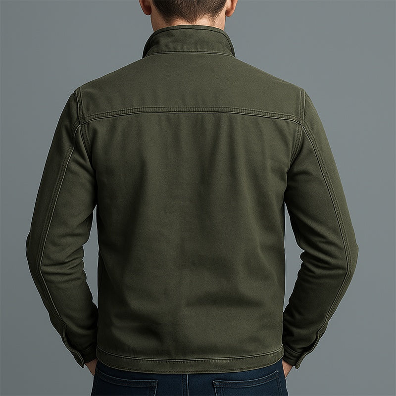 Iván | Chaqueta Militar de Algodón Hombre Cuello Alzado Multibolsillos