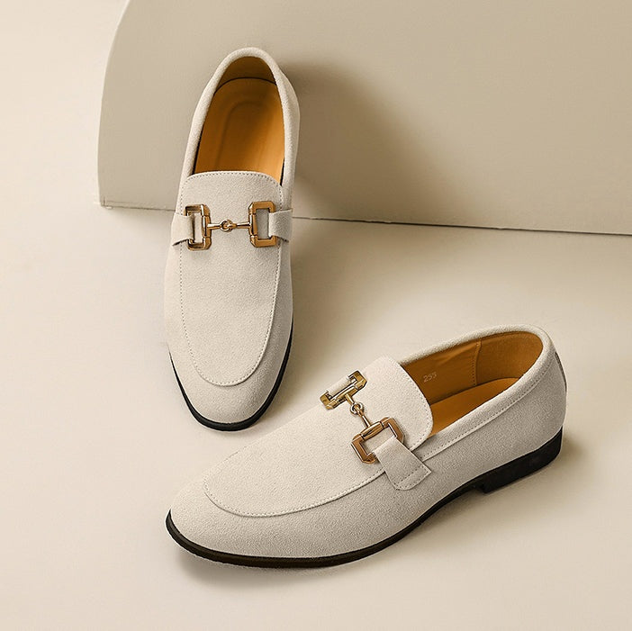 Lucas | Mocasines de Gamuza con Hebilla Dorada Hombre Casual