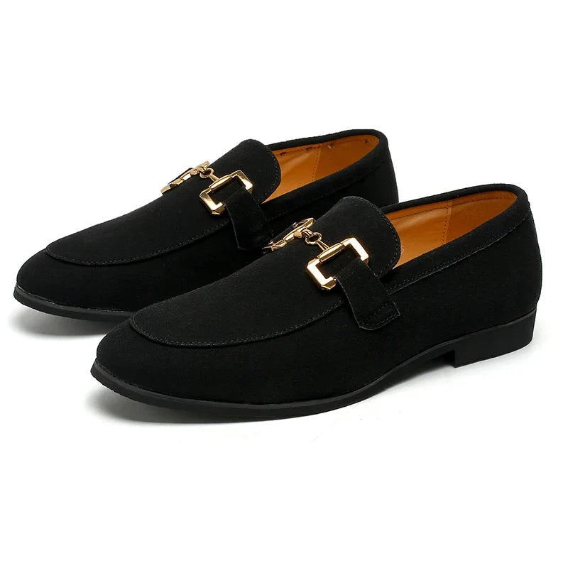 Lucas | Mocasines de Gamuza con Hebilla Dorada Hombre Casual