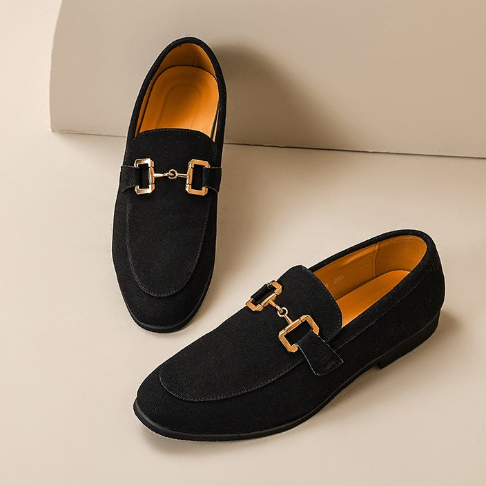 Lucas | Mocasines de Gamuza con Hebilla Dorada Hombre Casual