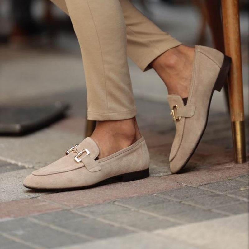 Lucas | Mocasines de Gamuza con Hebilla Dorada Hombre Casual