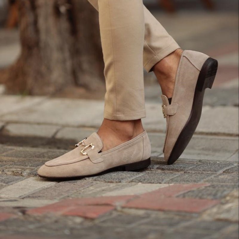 Lucas | Mocasines de Gamuza con Hebilla Dorada Hombre Casual