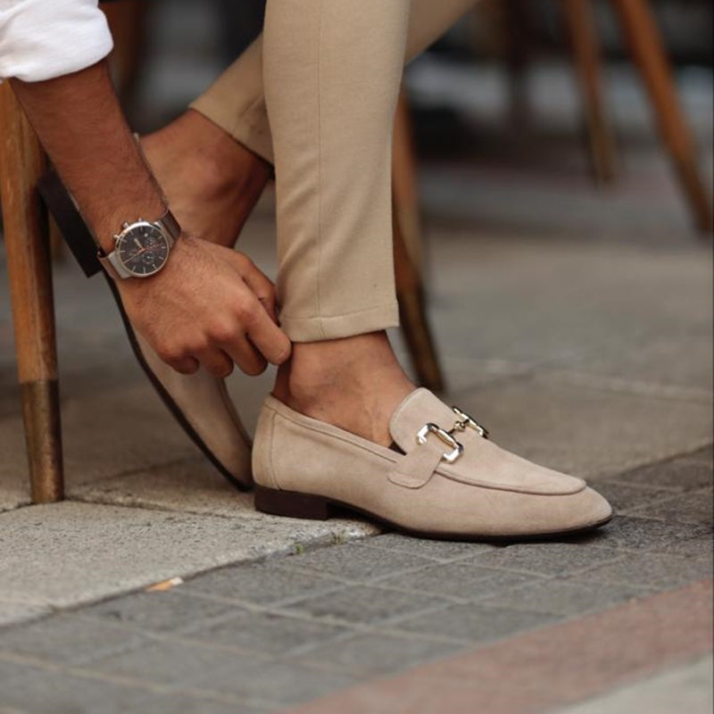 Lucas | Mocasines de Gamuza con Hebilla Dorada Hombre Casual