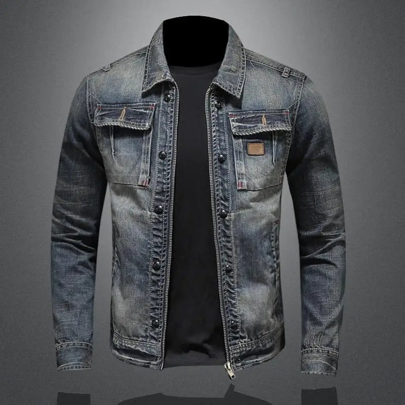 Marcos | Chaqueta de Jean Hombre Vintage Multibolsillos