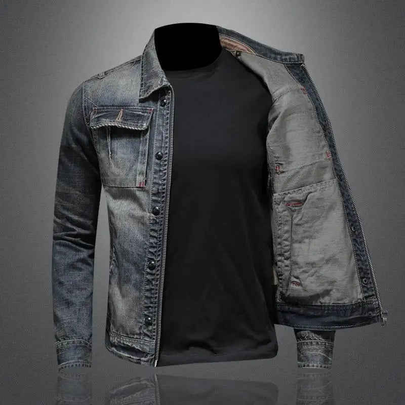 Marcos | Chaqueta de Jean Hombre Vintage Multibolsillos