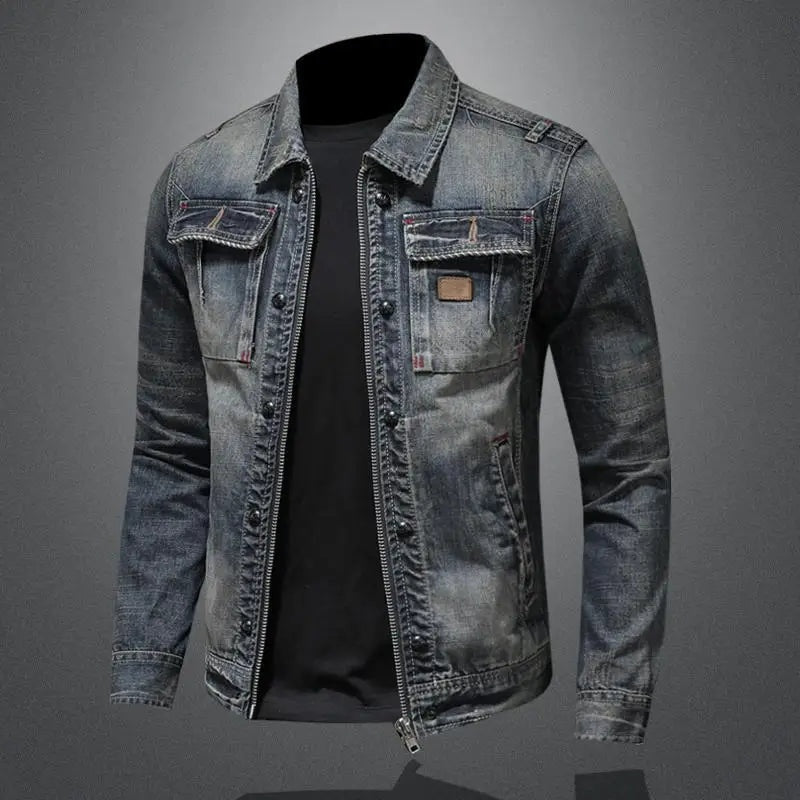 Marcos | Chaqueta de Jean Hombre Vintage Multibolsillos