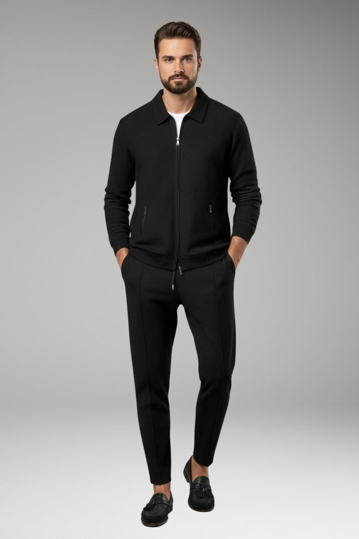 Marcos | Conjunto Sudadera Deportiva Hombre Textura Waffle Cremallera