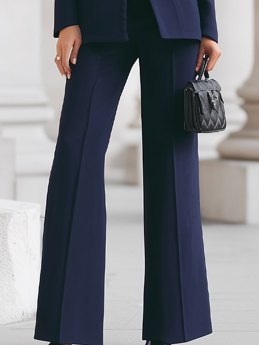 Manuela | Conjunto de Blazer Mujer Cuello Mao Pantalón Campana