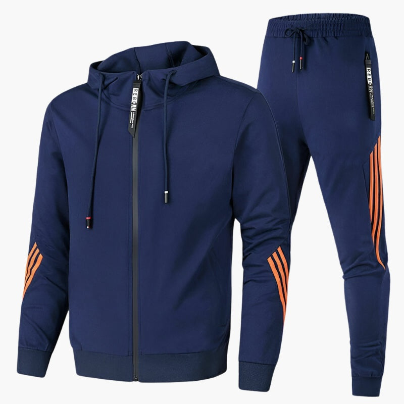 Miguel | Conjunto Sudadera Hombre con Capucha Cremallera Bandas