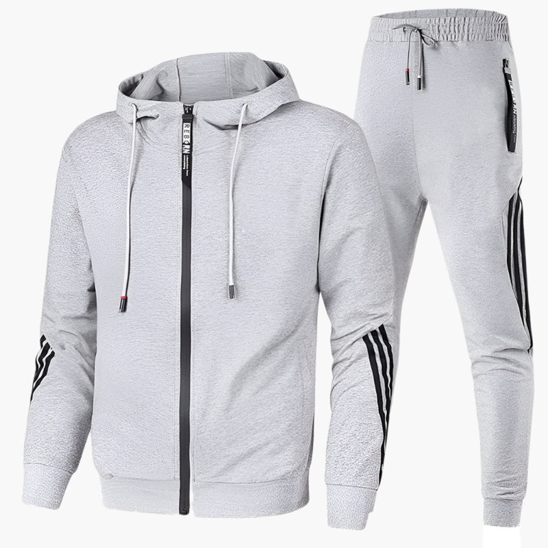 Miguel | Conjunto Sudadera Hombre con Capucha Cremallera Bandas