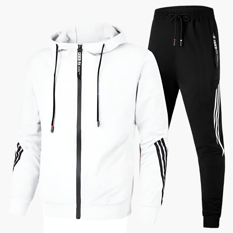 Miguel | Conjunto Sudadera Hombre con Capucha Cremallera Bandas