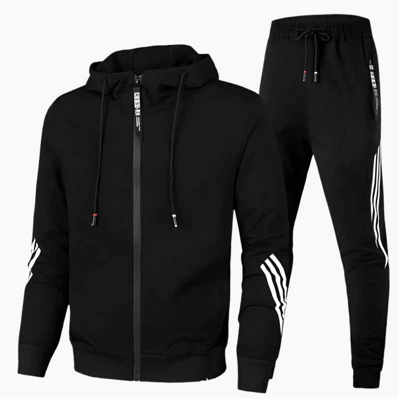 Miguel | Conjunto Sudadera Hombre con Capucha Cremallera Bandas