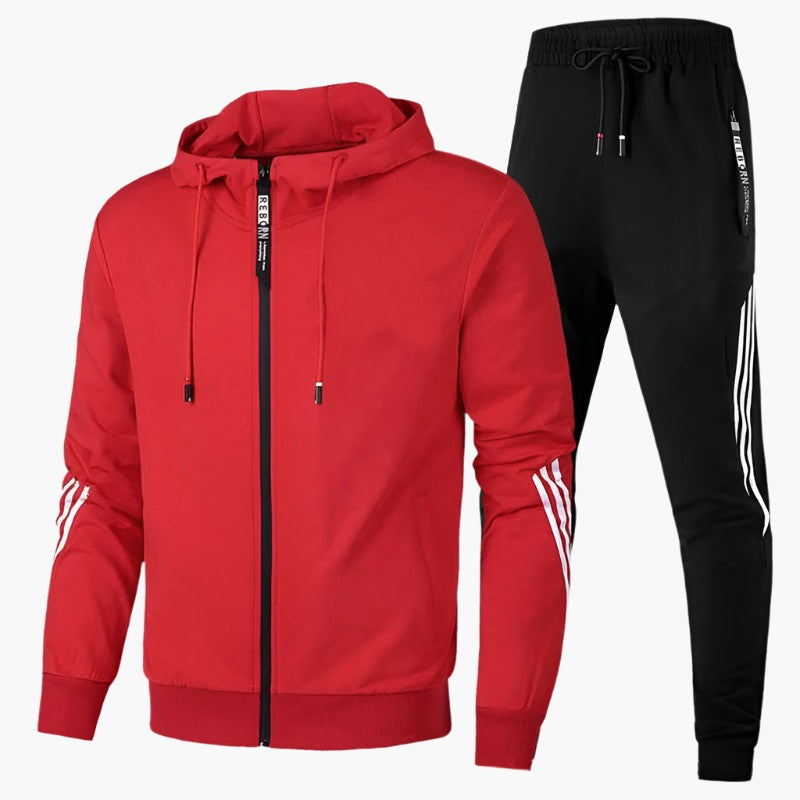Miguel | Conjunto Sudadera Hombre con Capucha Cremallera Bandas