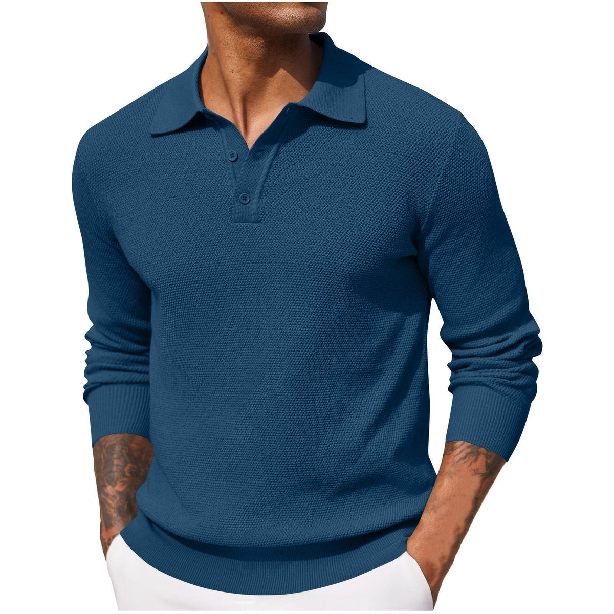 Miguel | Polo Hombre de Manga Larga Tejido Texturizado