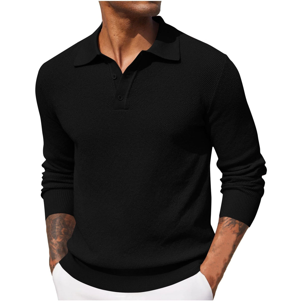 Miguel | Polo Hombre de Manga Larga Tejido Texturizado