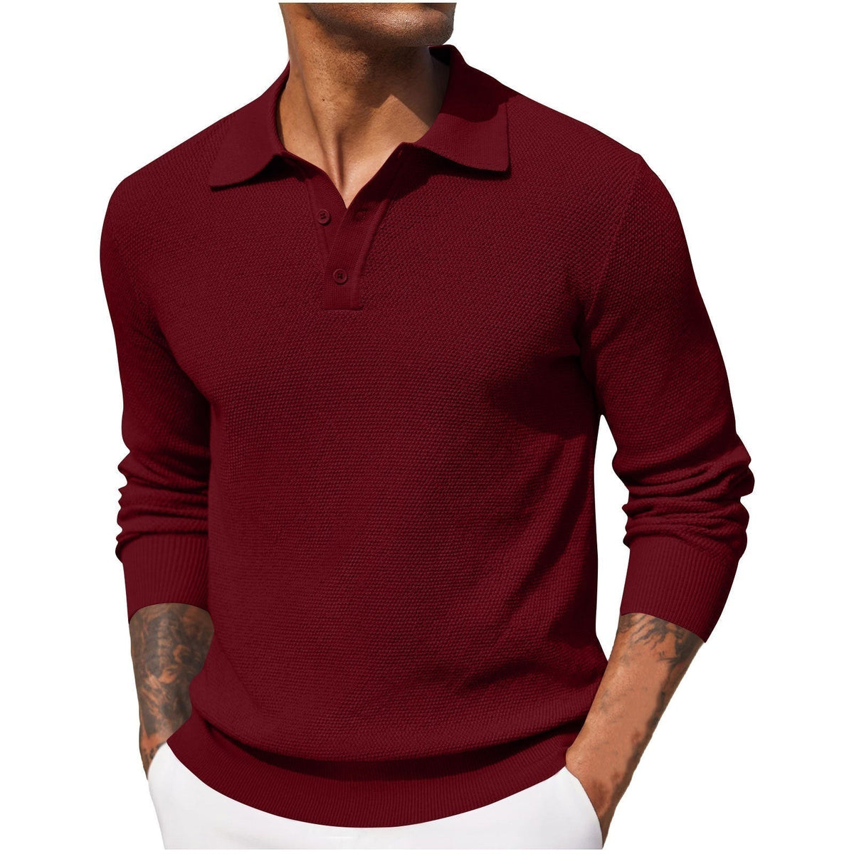 Miguel | Polo Hombre de Manga Larga Tejido Texturizado
