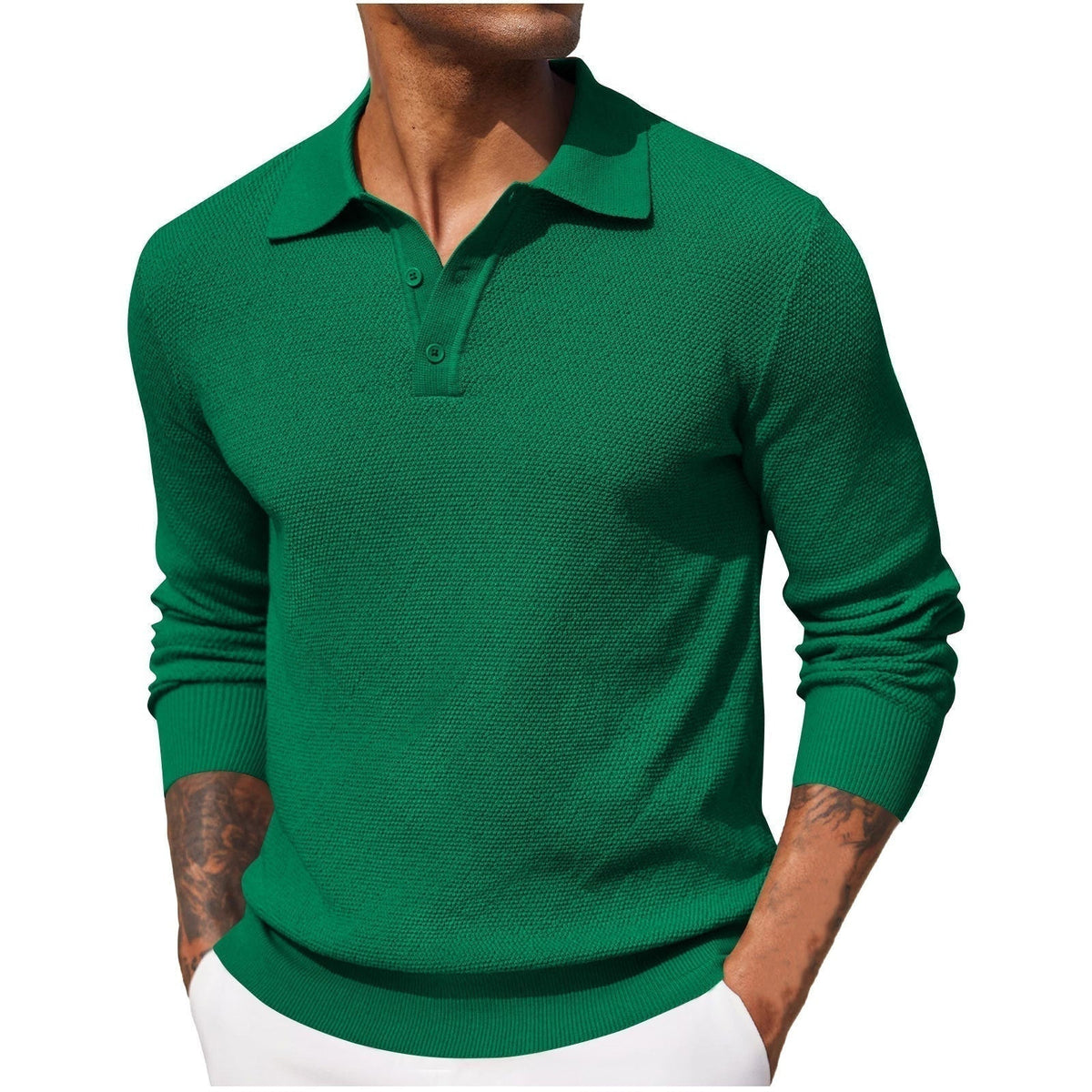 Miguel | Polo Hombre de Manga Larga Tejido Texturizado