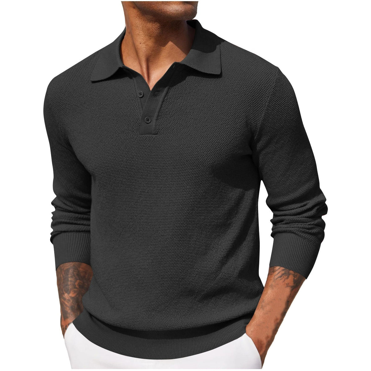 Miguel | Polo Hombre de Manga Larga Tejido Texturizado