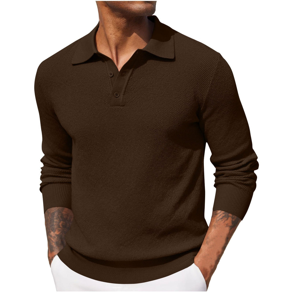 Miguel | Polo Hombre de Manga Larga Tejido Texturizado