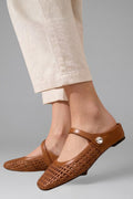 Paola | Mules Planos Tejidos Mary Jane Mujer Correa Joya